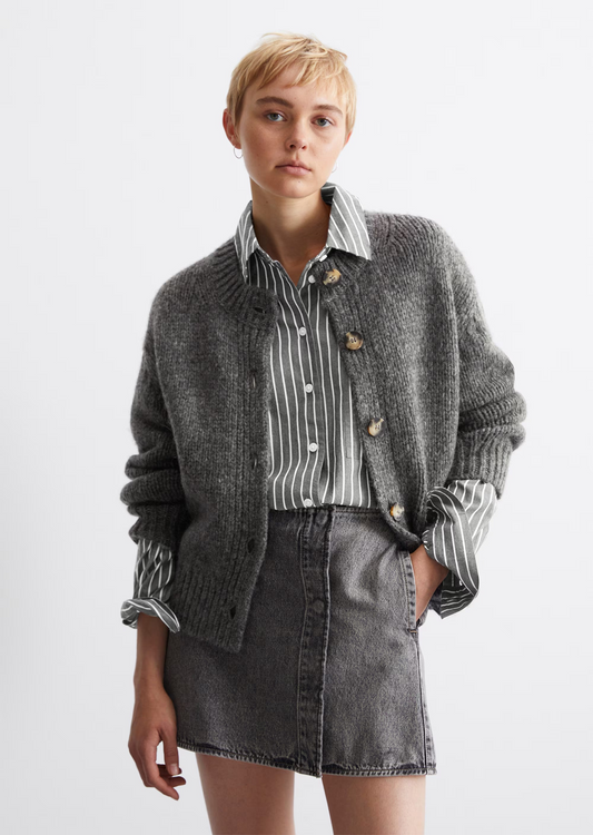 Chunky-Cardigan loose aus Schurwolle-Alpakawolle-Mix von MARC'O POLO DENIM