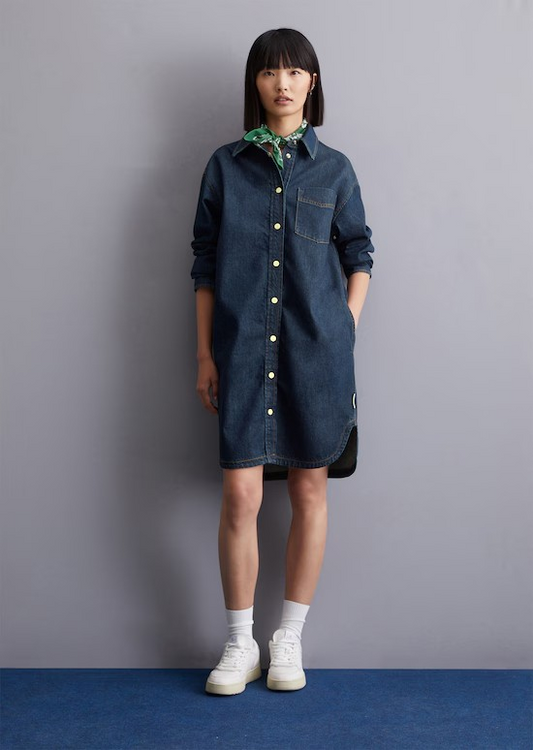 Jeanskleid oversize aus dunkelblauem Rigid Denim von MARC O'POLO DENIM