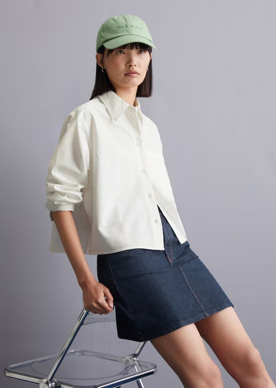 Oxford-Bluse cropped aus Organic Cotton von MARC O'POLO DENIM