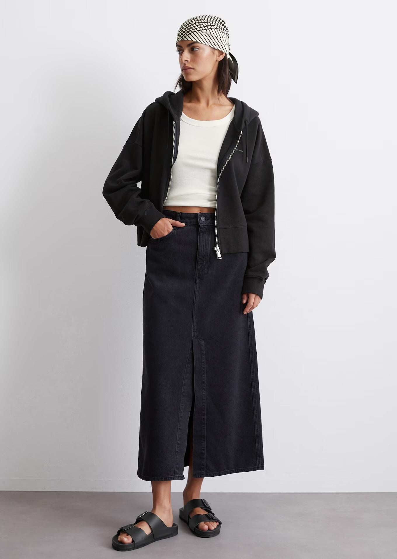 Cropped Kapuzen-Sweatjacke aus Organic Cotton von MARC'O POLO DENIM